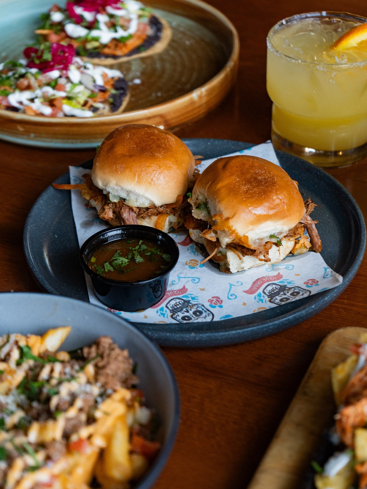 Birra sliders at Que Onda Happy Hour